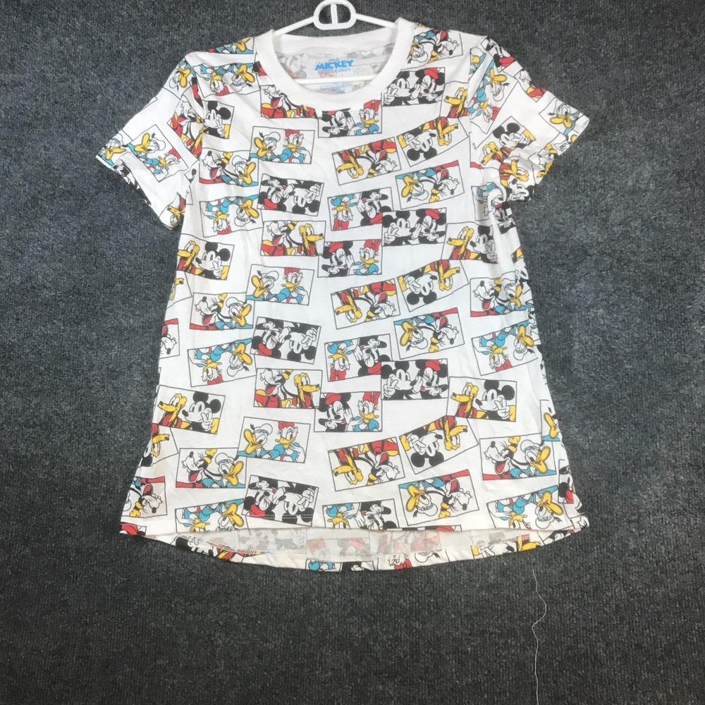 Disney Mickey And Friends T-Shirt Women's Large White Graphic Cotton Pullover